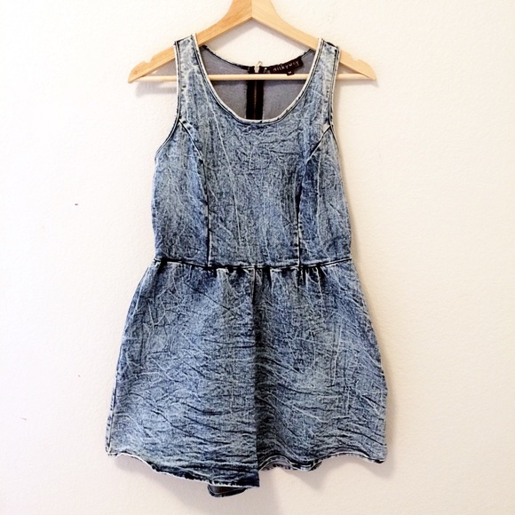MILKYWAY Pants - Acid wash denim Romper shorts